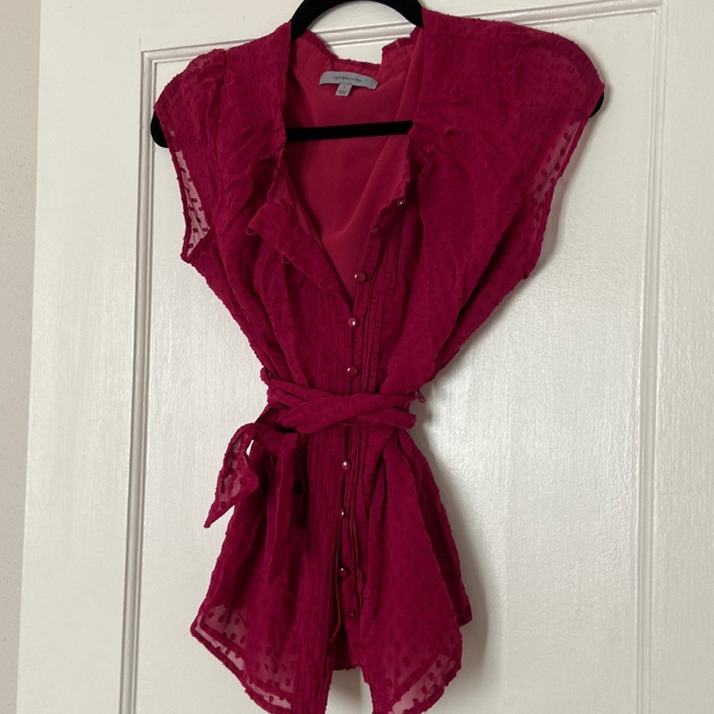 Silk button down pink blouse